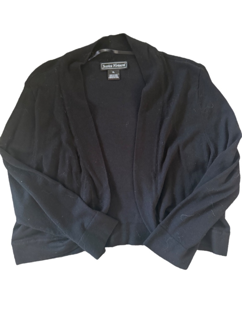 Jessica Howard Black Open-Front Cropped Cardigan
